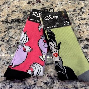 Disney Ursula and Maleficent Crew Socks NWT